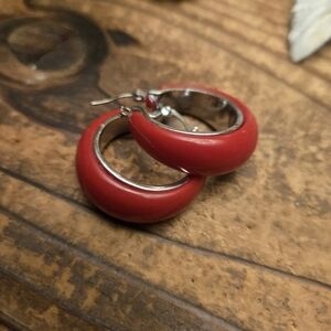 Red Hoop Earrings